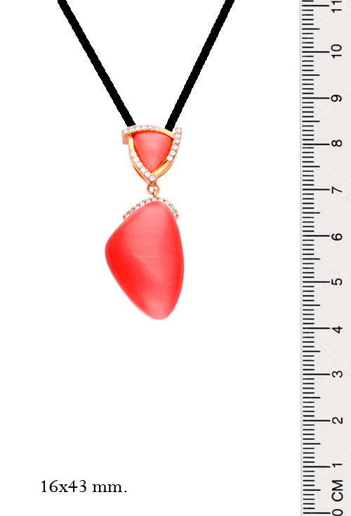 colgante de plata circones y ojo gato rosa foto con medidas