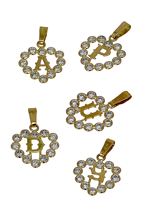 inicial O oro amarillo 18 kilates forma de corazón con circonitas 141_01141O foto 2