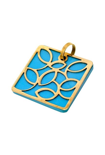 Colgante oro 18 ktes y pasta de turquesa 146_LN04-A precio barato en joyas de mujer