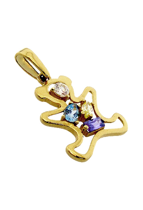 colgante oro amarillo 18 kilates forma de oso con piedras multicolor imagen B 170_CO000777_01