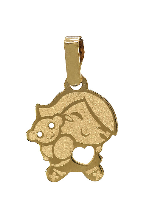 colgante oro amarillo 18 kilates niña con oso realizada con laser foto frontal 197_0485