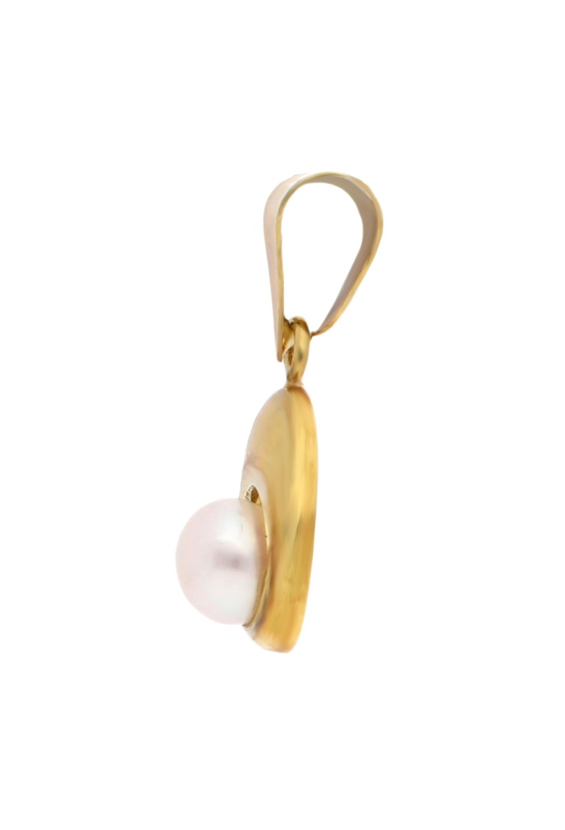 colgante oro amarillo y perla cultivada foto lateral para web el rubi joyeros