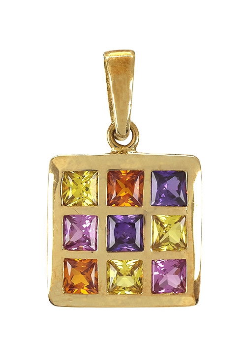 colgante oro amarillo 18 ktes damero multicolor imagen AA 170_CO008028