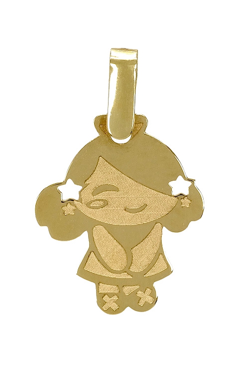 colgante oro amarillo 18 ktes niña con coletas 197_0459