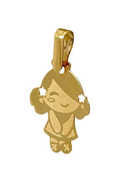 colgante oro amarillo 18 ktes niña con coletas 197_0459 foto lateral