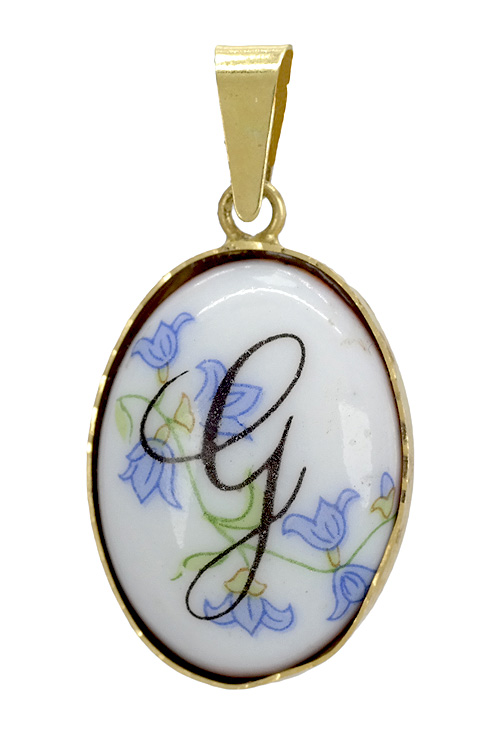 colgante oro amarillo y porcelana pinatada a mano letra G 002_8463G
