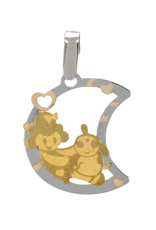 colgante oro bicolor 18 ktes niña columpiandose en una luna calada 197_0609