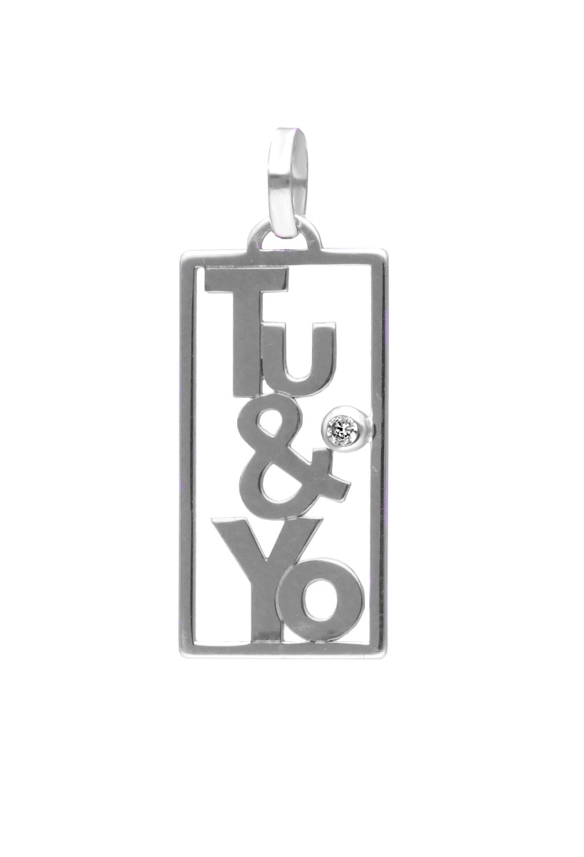 Colgante del amor oro blanco 18 kilates tu y yo 024_1268-B