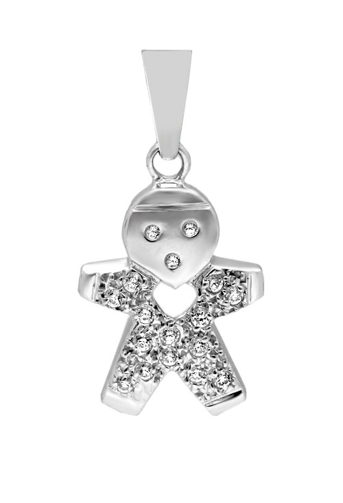 colgante oro blanco 18 kilates con circonitas forma de niño fotografia frontal 146_3689