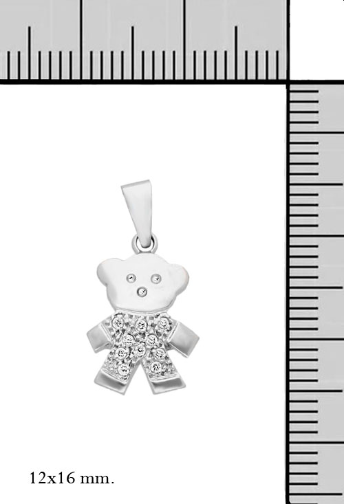colgante oro blanco 18 kilates con circonitas oso foto frontal