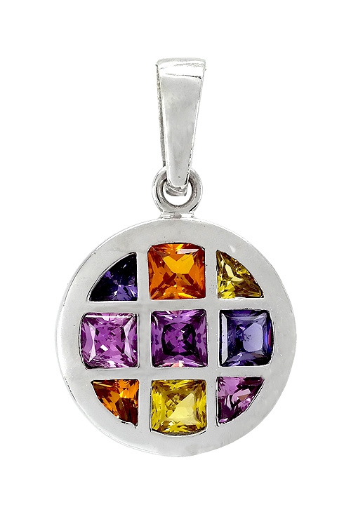 Colgante oro blanco 18 ktes con piedras multicolor 170_CO008029OB a precios baratos