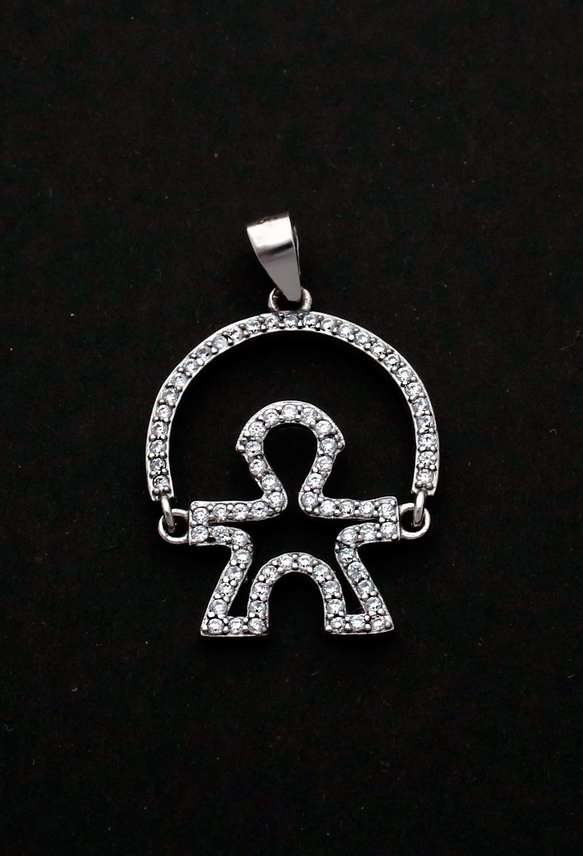 colgante de plata indalo almeriense con circonitas foto sin recortes fondo negro para web el rubi joyeros