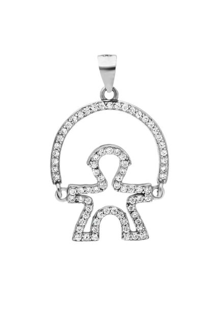 colgante de plata indalo almeriense con circonitas foto frontal para web el rubi joyeros