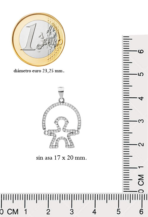 colgante de plata indalo almeriense con circonitas foto con medidas para web el rubi joyeros