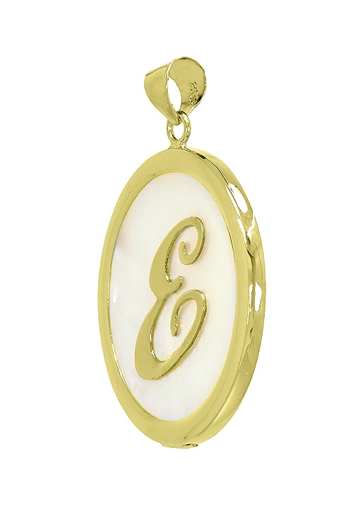 Colgante de plata chapada y nácar inicial E precios baratos 260_138053R-E
