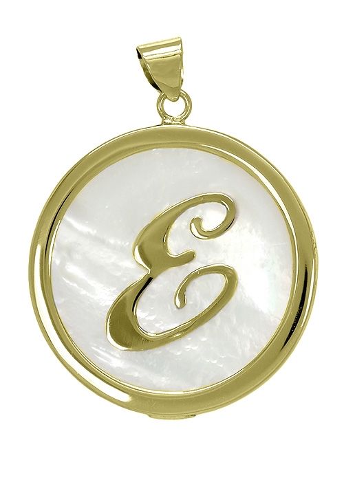 Colgante de plata chapada y nácar inicial E joyas de mujer en plata 260_138053R-E