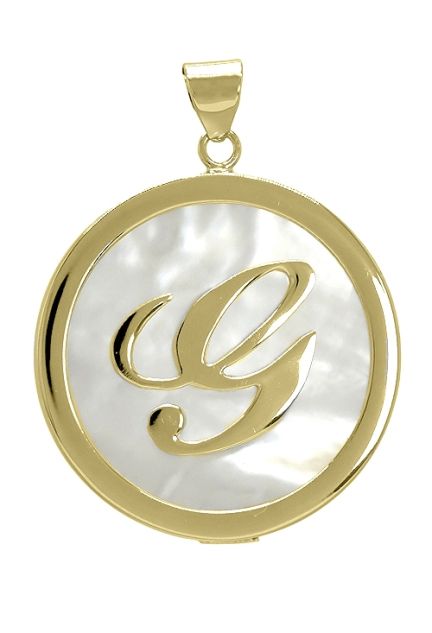 Colgante de plata chapada y nácar inicial G a precios baratos 260_138055A-G