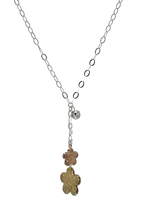 Collar 70 cm plata bicolor motivo flores 200_137150