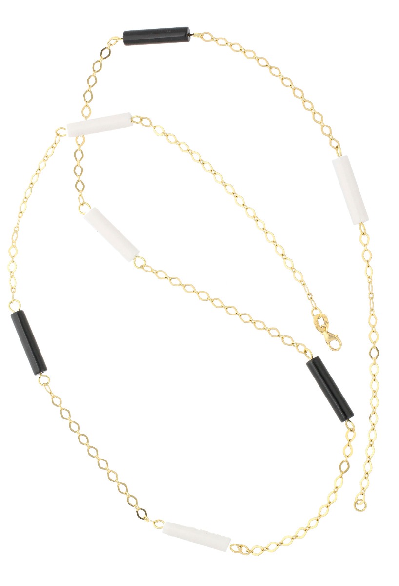 collar oro amarillo 18 kilates con agatas blancas y negras vista completa 007_11884-BO_02