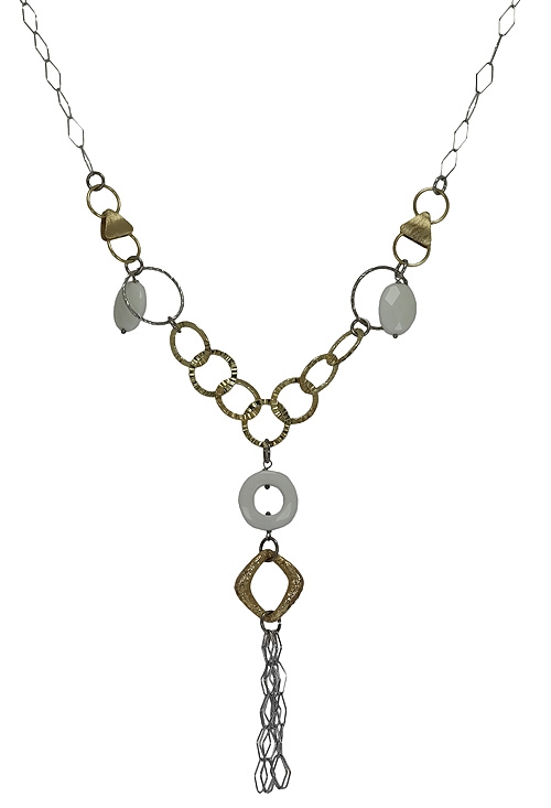 Collar de plata bicolor con &aacute;gata blanca. 200_170120-0