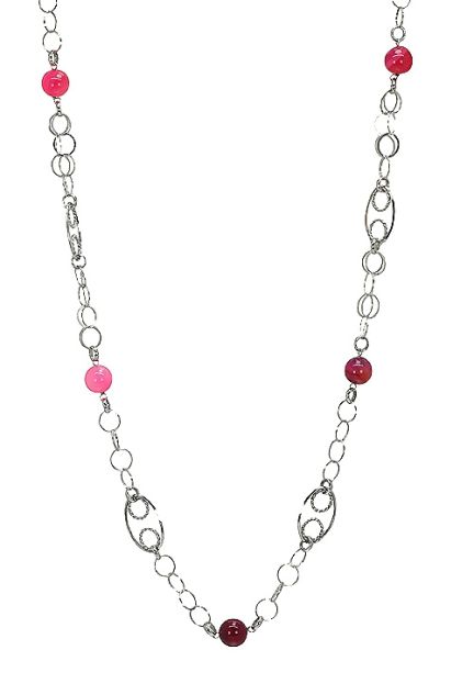 Collar plata ley con entrepiezas cuarzos rosas 144_VI-12