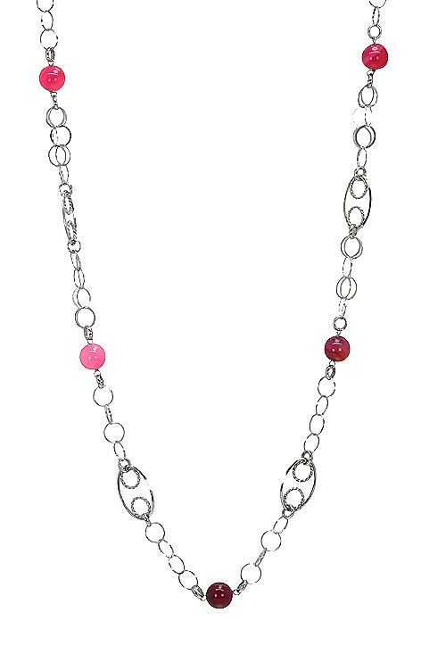 Collar plata ley con entrepiezas cuarzos rosas 144_VI-12