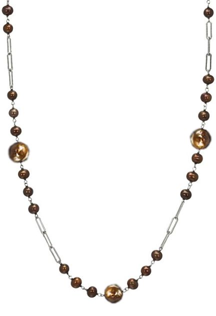 collar plata ley y perlas cultivadas con tonos marrones 224_PS071291N