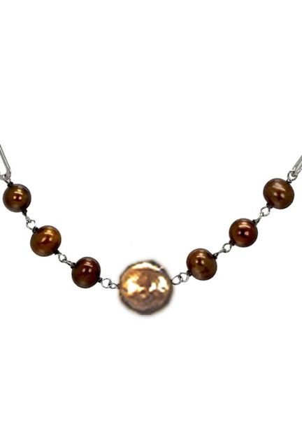 collar plata ley y perlas cultivadas con tonos marrones vista detalle 224_PS071291N_01