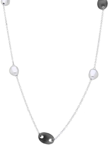 collar plata con entrepiezas cuarzo negro forma calabrote vista collar