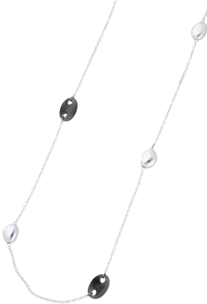 collar plata marca time force con entrepiezas de cuarzo negro vista collar