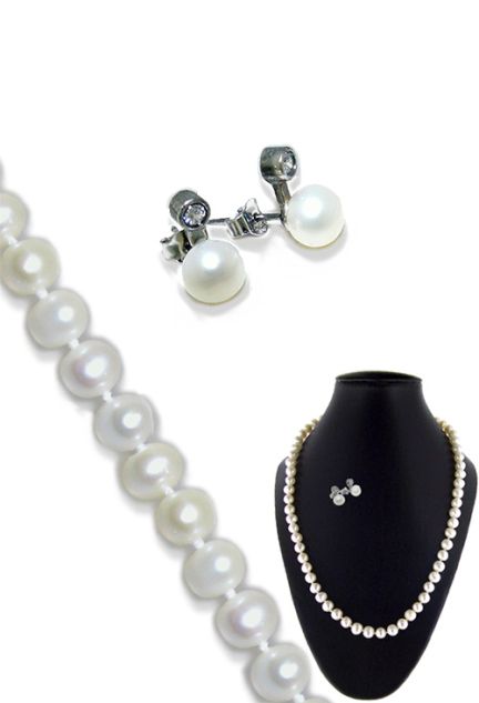 Conjunto de collar de perlas y pendientes a juego en plata de ley - foto 3 - rfcia.037_0004