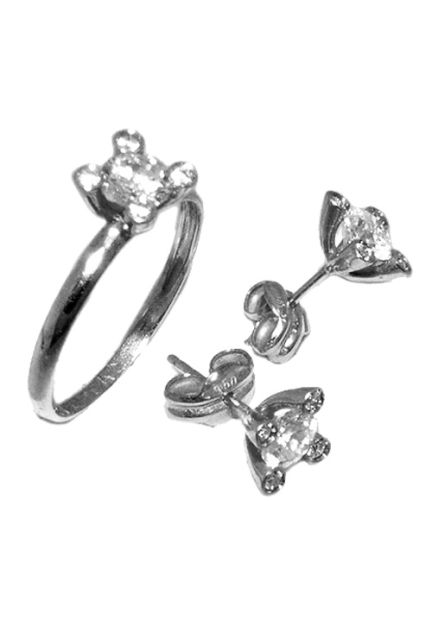 Conjunto oro blanco pendientes y sortija. 002_52523-B-0