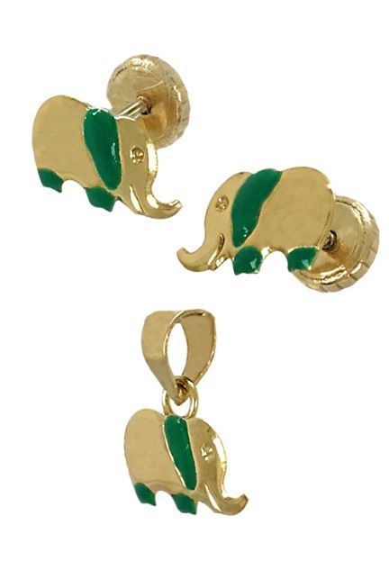 conjunto de oro amarillo para niña elefantes foto numero 2 057_06938_01