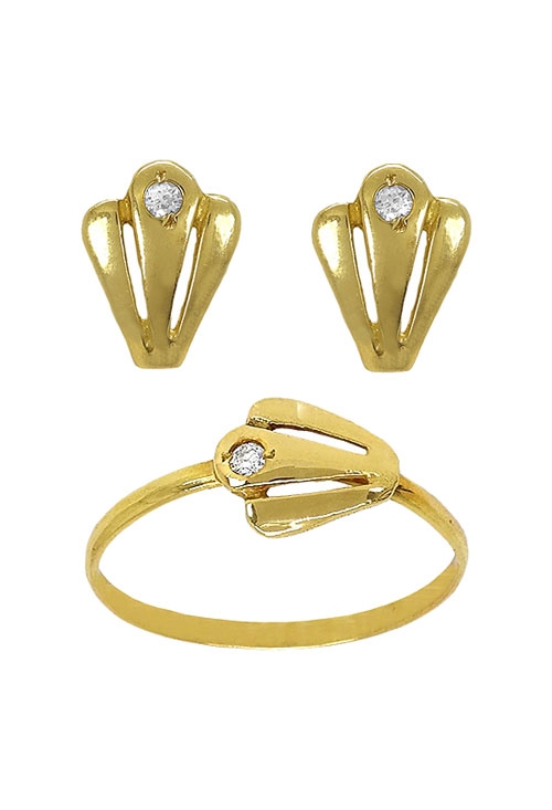 conjunto de oro para niña de 1ª Comunion pendientes y sortija foto 01 RF