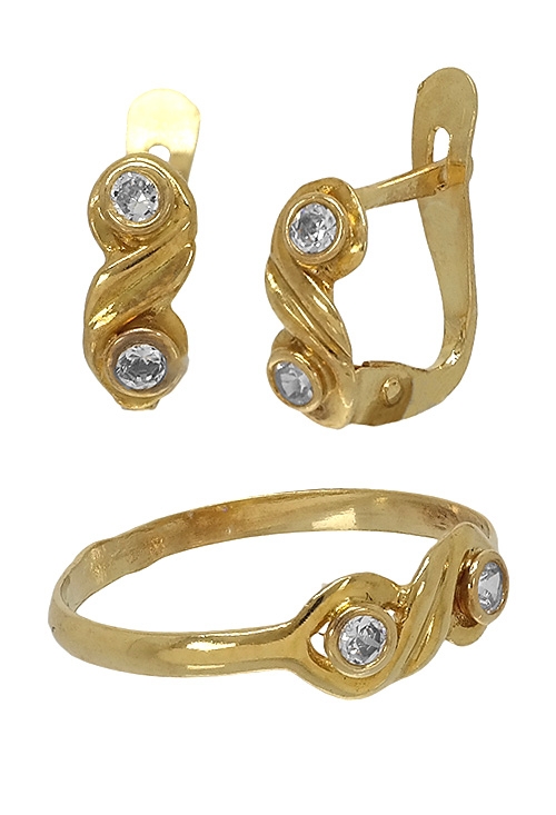 conjunto de oro para niña de comunion pendientes y sortija 140_4.009_02