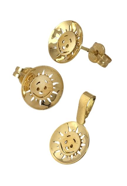 conjunto de pendientes y colgante modelo sol foto conjunto 095_440404-412
