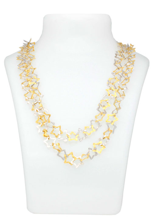 conjunto gargantilla y pendientes oro bicolor 18k foto expositor