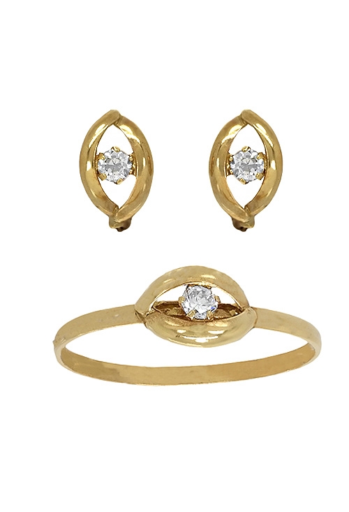conjunto niña comunion sortija y pendientes oro amarillo 18 ktes 197_1-4007