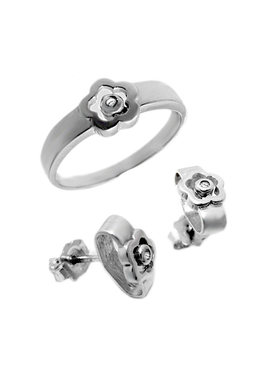 Conjunto oro, pendientes y sortija, niña. 083_JI086