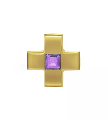 cruz de oro con amatista tipo griega vista frontal