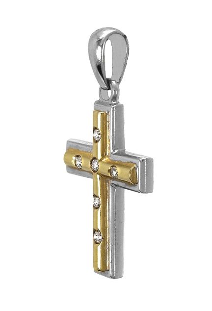 Cruz en oro bicolor 18K y diamantes venta online a precios baratos 070_0024