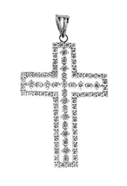 cruz oro blanco con circonitas y asa de escudo 019-5527