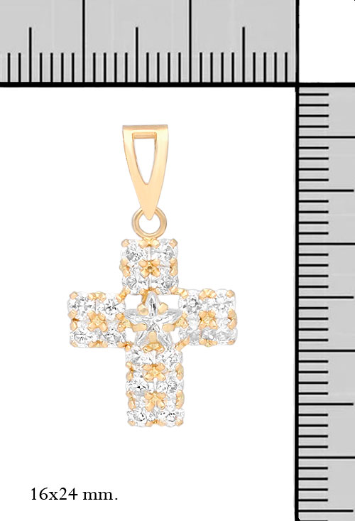 cruz oro amarillo 18 kilates con circonitas foto con medidas precio de ocasion 036_X24275_M