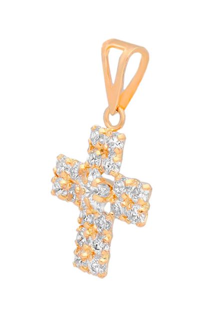 cruz oro amarillo 18 kilates con circonitas foto oblicua precio de ocasion 036_X24275_01