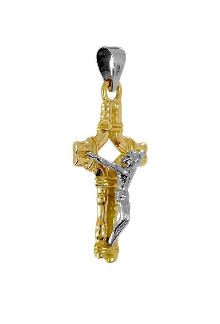 Cruz de oro bicolor con Cristo en relieve 146_4131