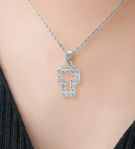 cruz oro blanco 18 ktes con circonitas descuento especial outlet vista lateral 003 0519cg 10