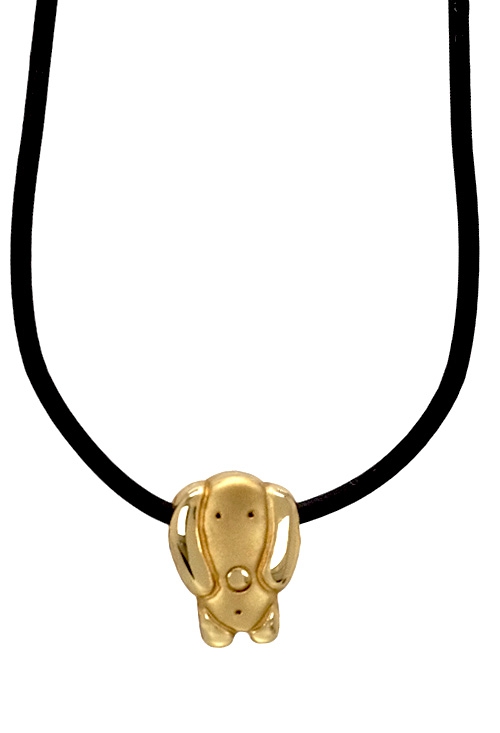 gargantilla caucho con motivo y cierre de oro amarillo motivo perro 007_11252