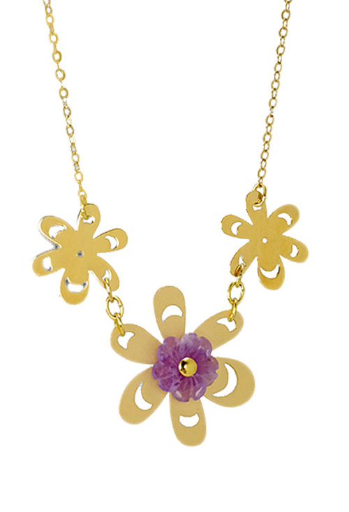 Gargantilla motivo flores con detalle amatistas 083_JI062 a precios baratos