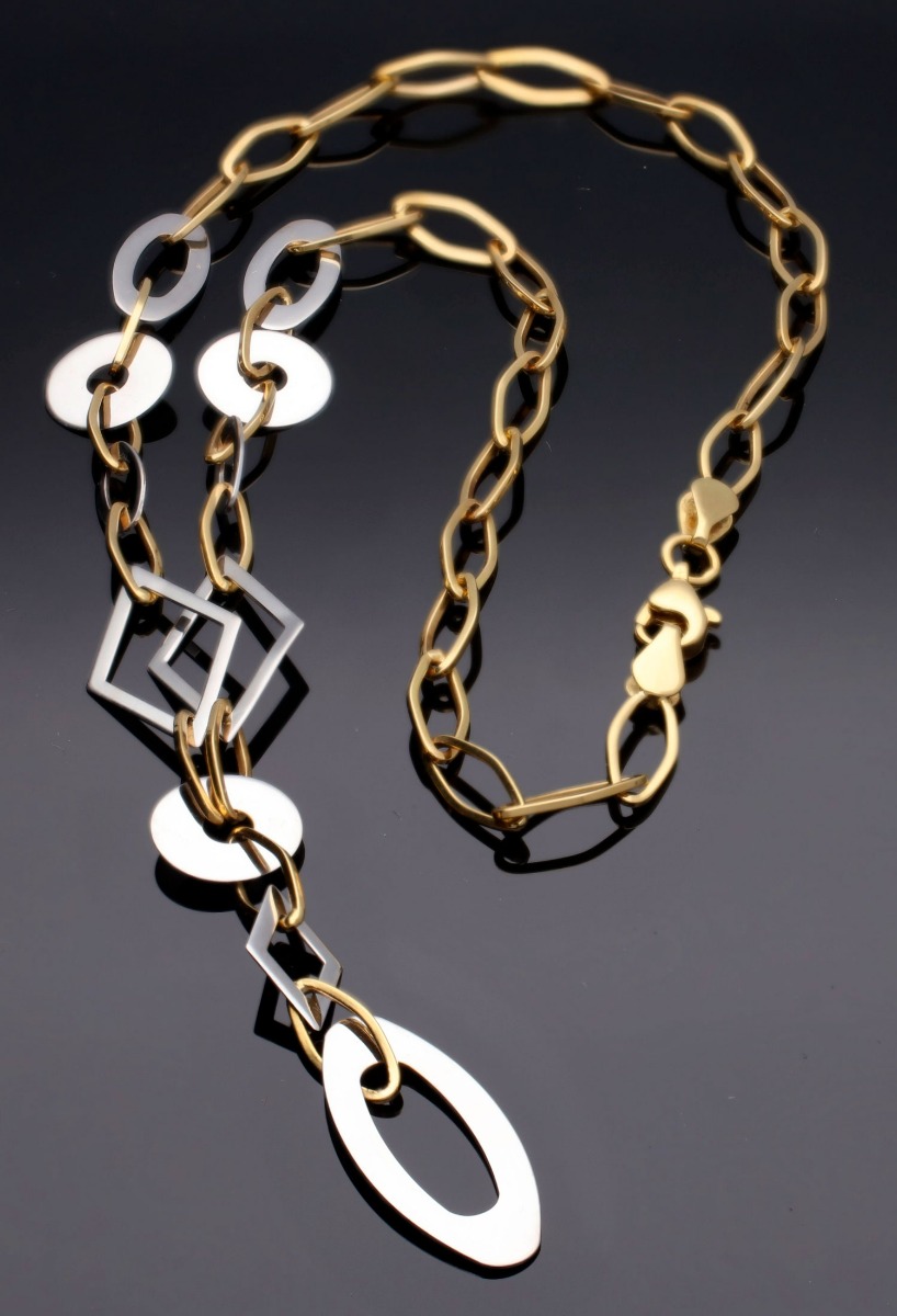 gargantilla oro bicolor 18 ktes toma fondo negro