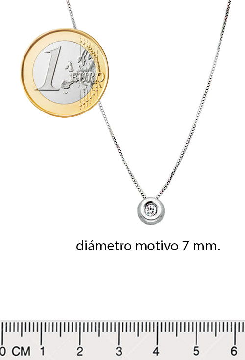 gargantilla oro blanco 18 kilates con chaton de diamante foto con medidas